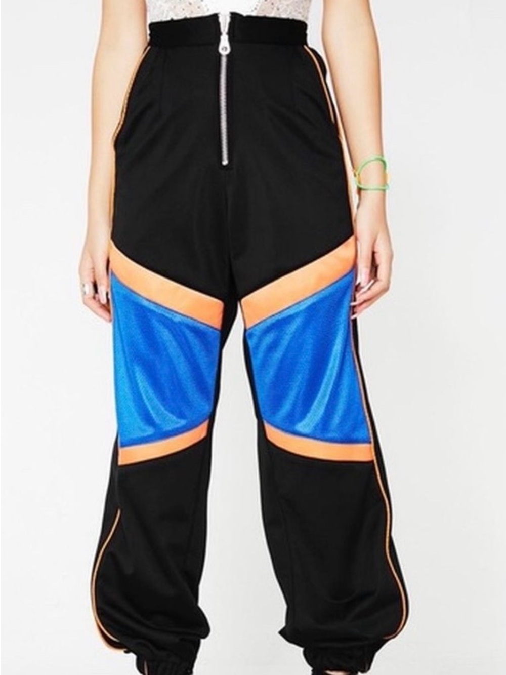 The Ragged Priest Black Pants with Blue and Orange Panels - Picture 2 of 6